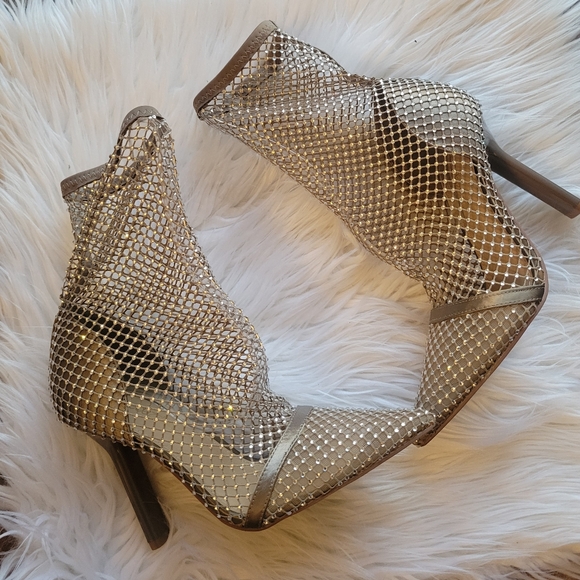 SHOEDAZZLE Coira Rhinestone Net PointedToe Heeled Ankle Booties w Box Size 7.5 - Picture 2 of 13